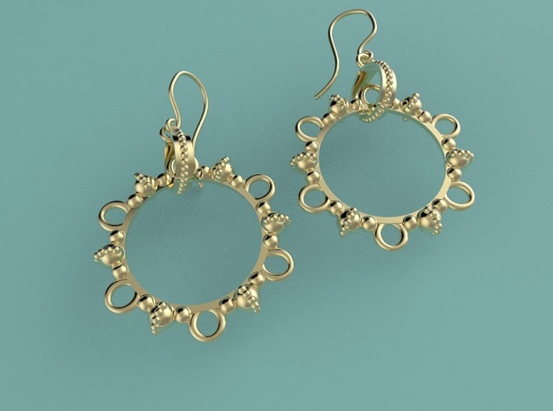 Melancholia Earrings in Polished Brass (Interlocking Parts)