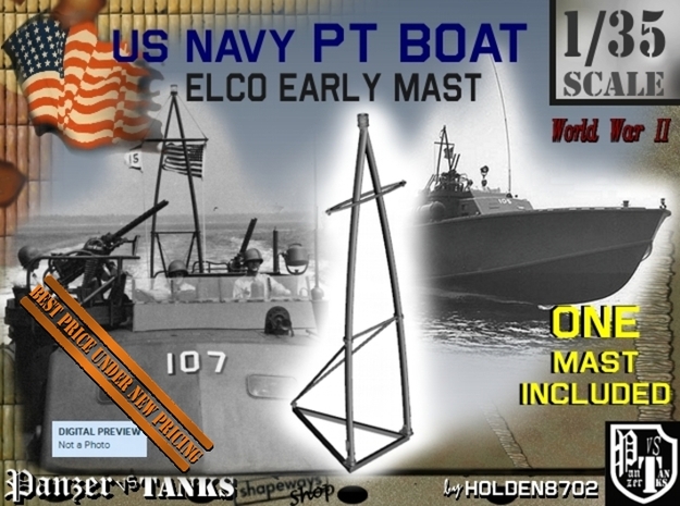 1-35 Elco PT Boat Early Mast in Tan Fine Detail Plastic