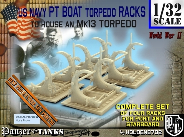 1-32 PT Torpedo Rack TypC Set1 in Tan Fine Detail Plastic