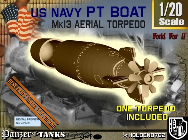 1-20 Torpedo Mk13 For PT Boat in White Processed Versatile Plastic