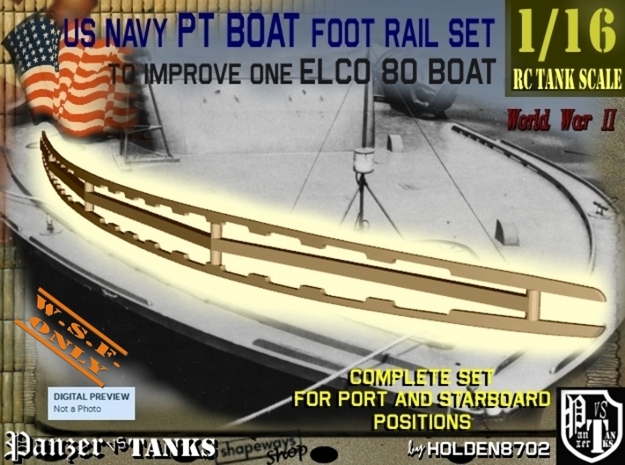 1-16 Elco 80 Foot Rail For PT Boat in White Natural Versatile Plastic