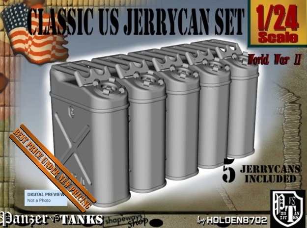1-24 US Jerrycan 5 UNITS in White Natural Versatile Plastic