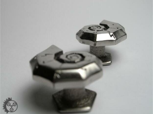 Jigsaw Nautilus Cufflinks in Polished Bronzed Silver Steel