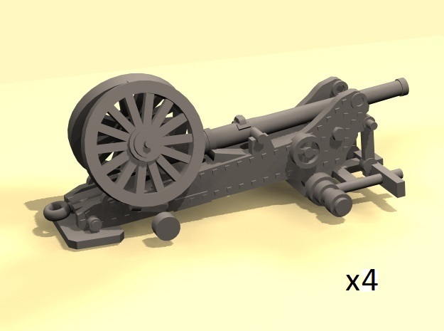 1/220 Bange cannons for train transport x4 in Tan Fine Detail Plastic