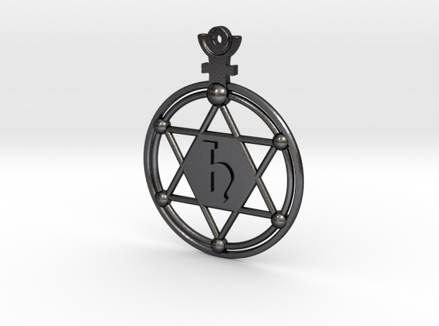 The Saturn (steel pendant) in Polished and Bronzed Black Steel