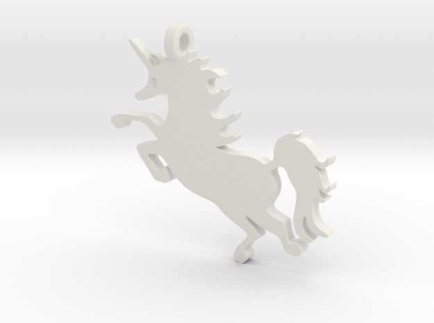Unicorn Pendant in White Natural Versatile Plastic