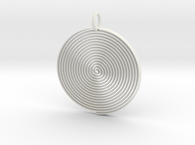 Minimalist Spiral Pendant in White Natural Versatile Plastic