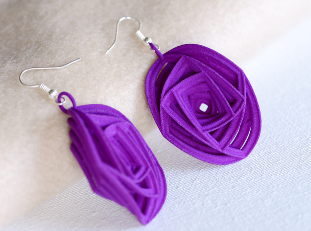 Rose Stripe Earrings in Purple Processed Versatile Plastic