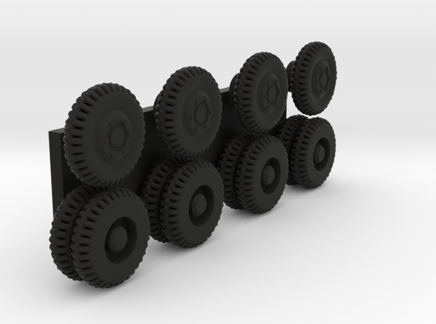 1/87 Scale 2.5 Ton US Truck Wheel Set in Black Natural Versatile Plastic
