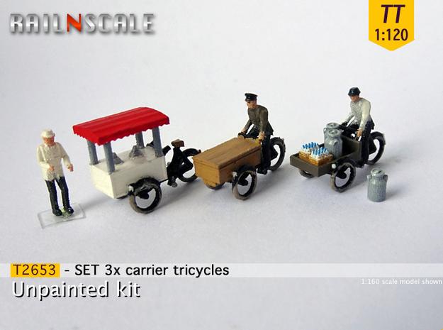 SET 3x Carrier tricycles (TT 1:120) in Tan Fine Detail Plastic