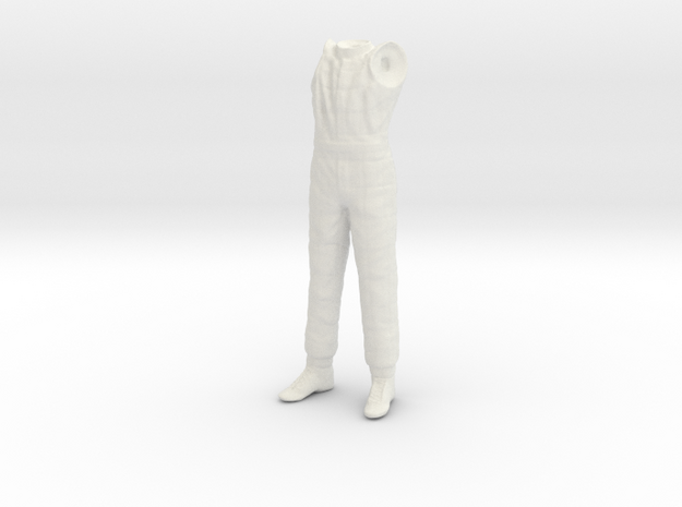 1/24 F1 Driver Standing Body in White Natural Versatile Plastic
