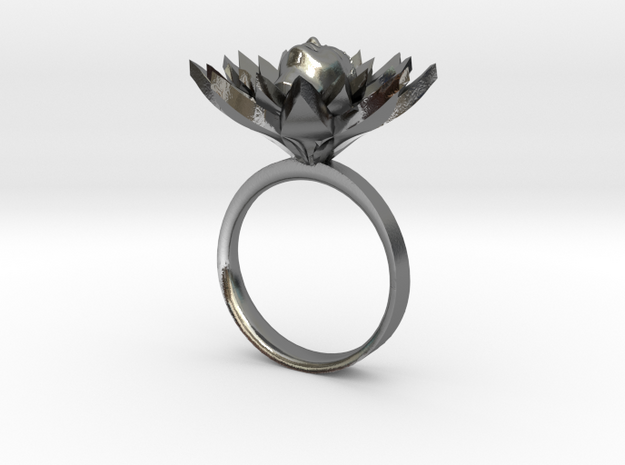 Lotus Ring in Polished Silver