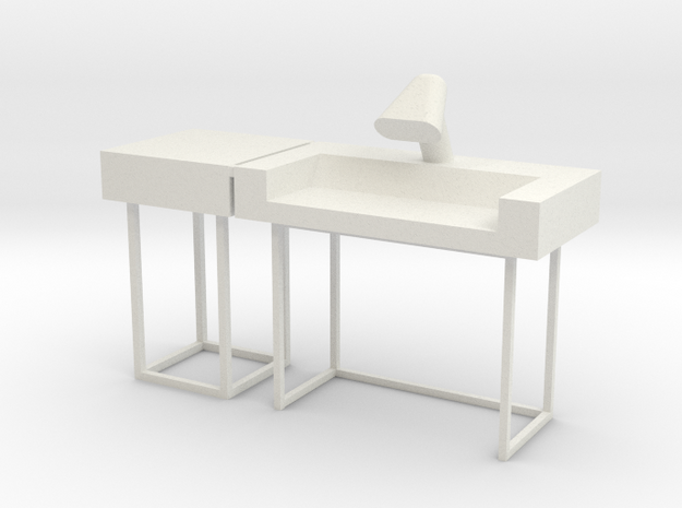 Main Mission Desk w LH Wing (Space: 1999) 1/30 in White Natural Versatile Plastic