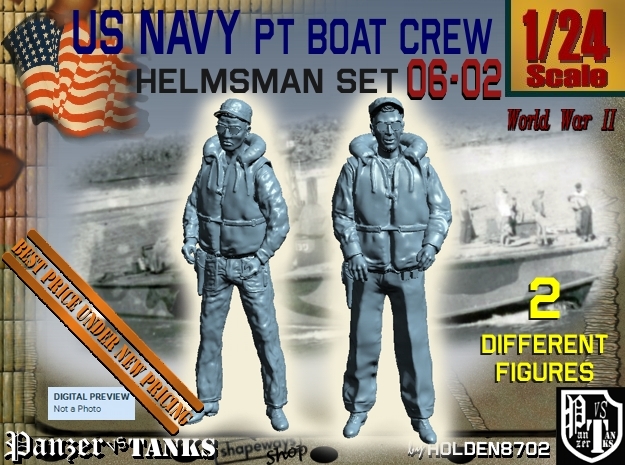 1/24 USN PT Boat Helmsman Set 06-02 in White Natural Versatile Plastic