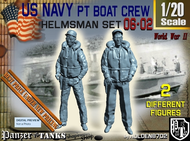 1/20 USN PT Boat Helmsman Set 06-02 in White Natural Versatile Plastic