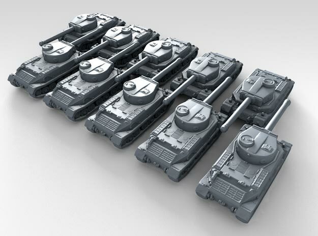 1/700 German Tiger (P) Heavy Tank x10 in Clear Ultra Fine Detail Plastic