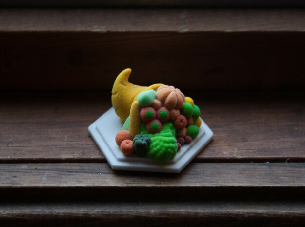 Fruit Cornucopia Miniature   in Full Color Sandstone