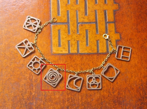 Wiccan - Life Pattern Charm in Polished Bronze