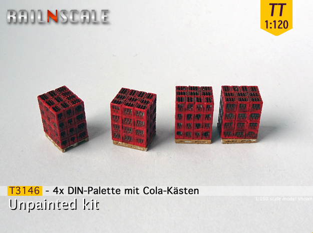 4x DIN-Palette mit Cola-kästen (TT 1:120) in Tan Fine Detail Plastic