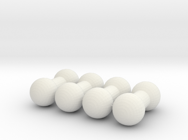 3mm Ball Joint-4pack in White Natural Versatile Plastic