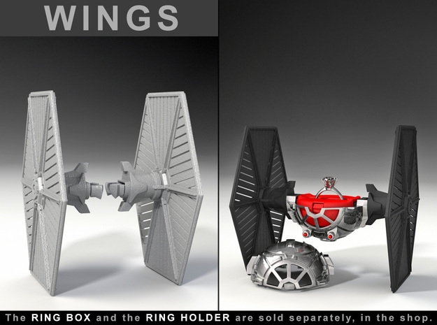 WINGS - To the "Star Fighter Ring Box" in Black Natural Versatile Plastic