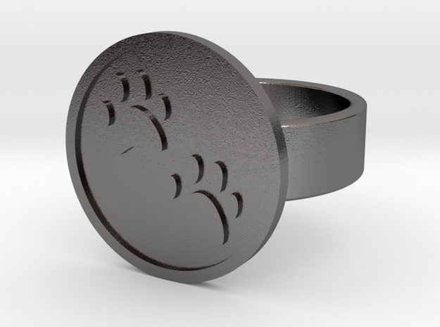 Paw Prints Ring in Polished Nickel Steel: 10 / 61.5
