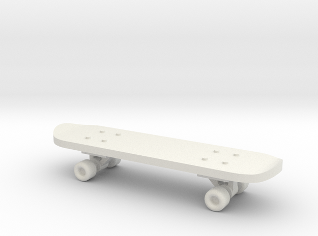1/24 Scale Skateboard in White Natural Versatile Plastic