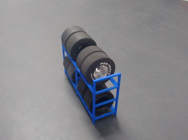 Tire Storage Rack V3 1/24 - 1/25 in Blue Processed Versatile Plastic