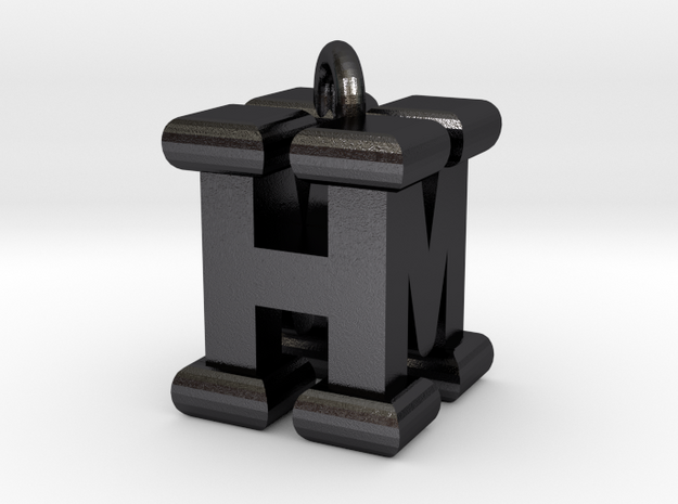 3D-Initial-HM in Polished and Bronzed Black Steel