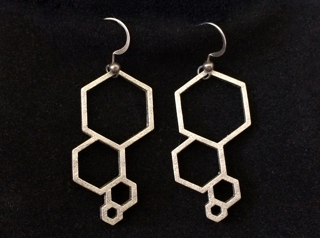Hexagon Bubble Earrings in Polished Bronzed Silver Steel
