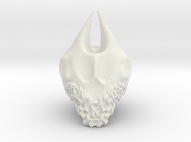 Bearded Skull in White Natural Versatile Plastic: Extra Small