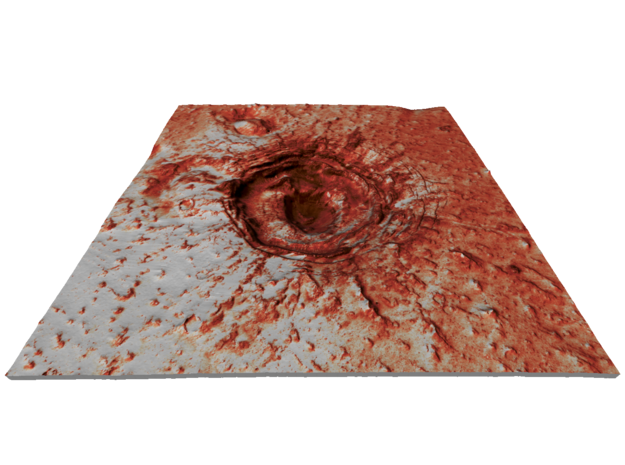 Mars Map: Crater in Phlegra Dorsa - Red in Full Color Sandstone