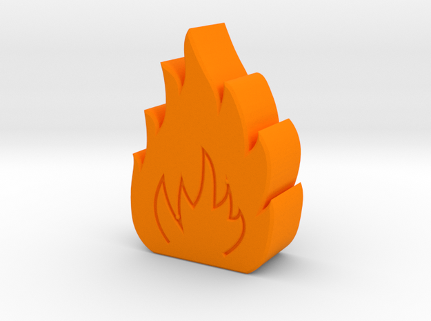 Small Fire Game Piece B in Orange Processed Versatile Plastic