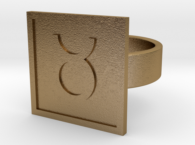 Taurus Ring in Polished Gold Steel: 10 / 61.5