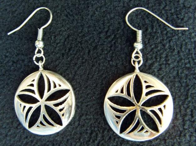Star Pinwheel Earrings in Polished Bronzed Silver Steel