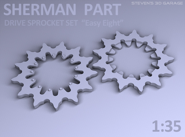 Sherman tank - Drive Sprocket set (1:35) in Tan Fine Detail Plastic
