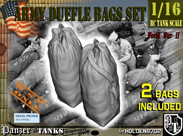 1-16 Army Duffle Bags Set1 in White Natural Versatile Plastic