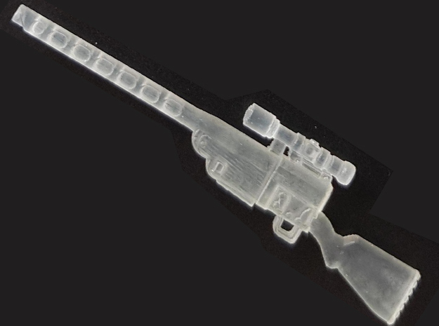 28mm Wastefall sniper rifle in Clear Ultra Fine Detail Plastic