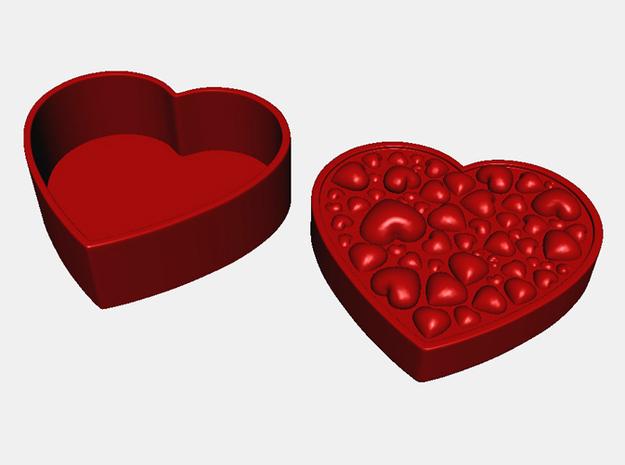 Hearts Box in Red Processed Versatile Plastic
