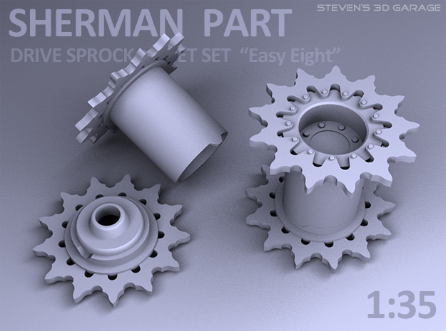 Sherman tank - Drive Sprocket set - Full (1:35) in Tan Fine Detail Plastic