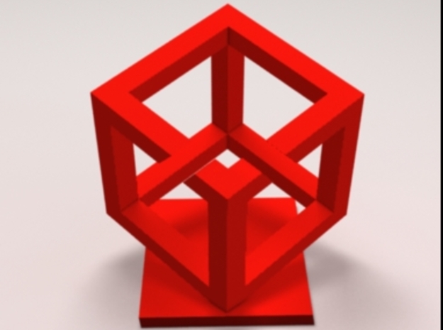Impossible Cube in Red Processed Versatile Plastic