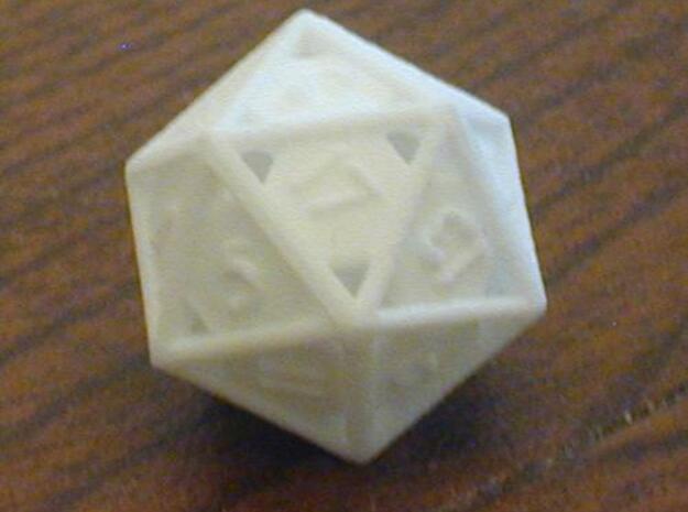 Open 20-sided die in White Natural Versatile Plastic