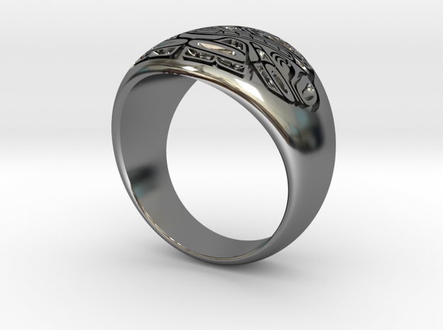 Sea Monster Ring  in Fine Detail Polished Silver: 10 / 61.5
