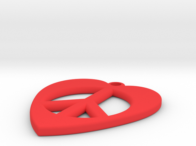 Heart-Peace Earrings in Red Processed Versatile Plastic