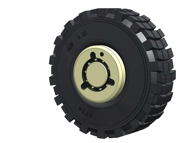Batman HEMTT Tire & Wheel 1/6 Scale in White Natural Versatile Plastic