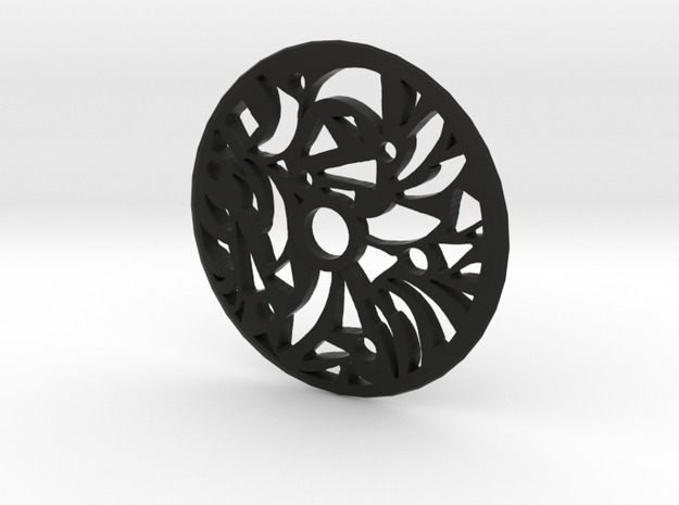 Drop Spindle Whorl--Geometric in Black Natural Versatile Plastic
