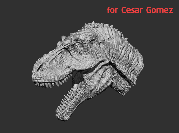 Tyrannosaurus Head & Neck (1:35) for Cesar Gomez in White Natural Versatile Plastic
