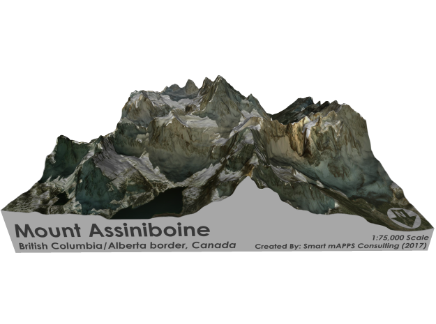 Mount Assiniboine Map - Natural in Full Color Sandstone