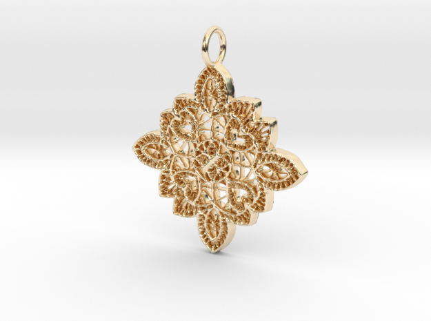 Lace Ornament Pendant Charm in 14k Gold Plated Brass