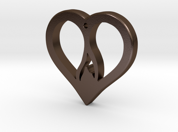 The Flame Heart (steel pendant) in Polished Bronze Steel